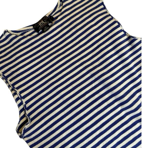 RRL Ralph Lauren Blue White Striped Tank Women’s Large Made in USA 100% Cotton - Picture 6 of 7